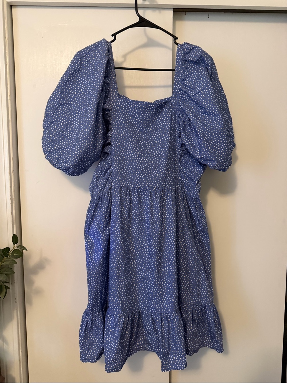 GB girls Blue Dot Puff-Sleeve Mini Dress
